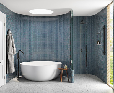 Navy Curved Bathroom