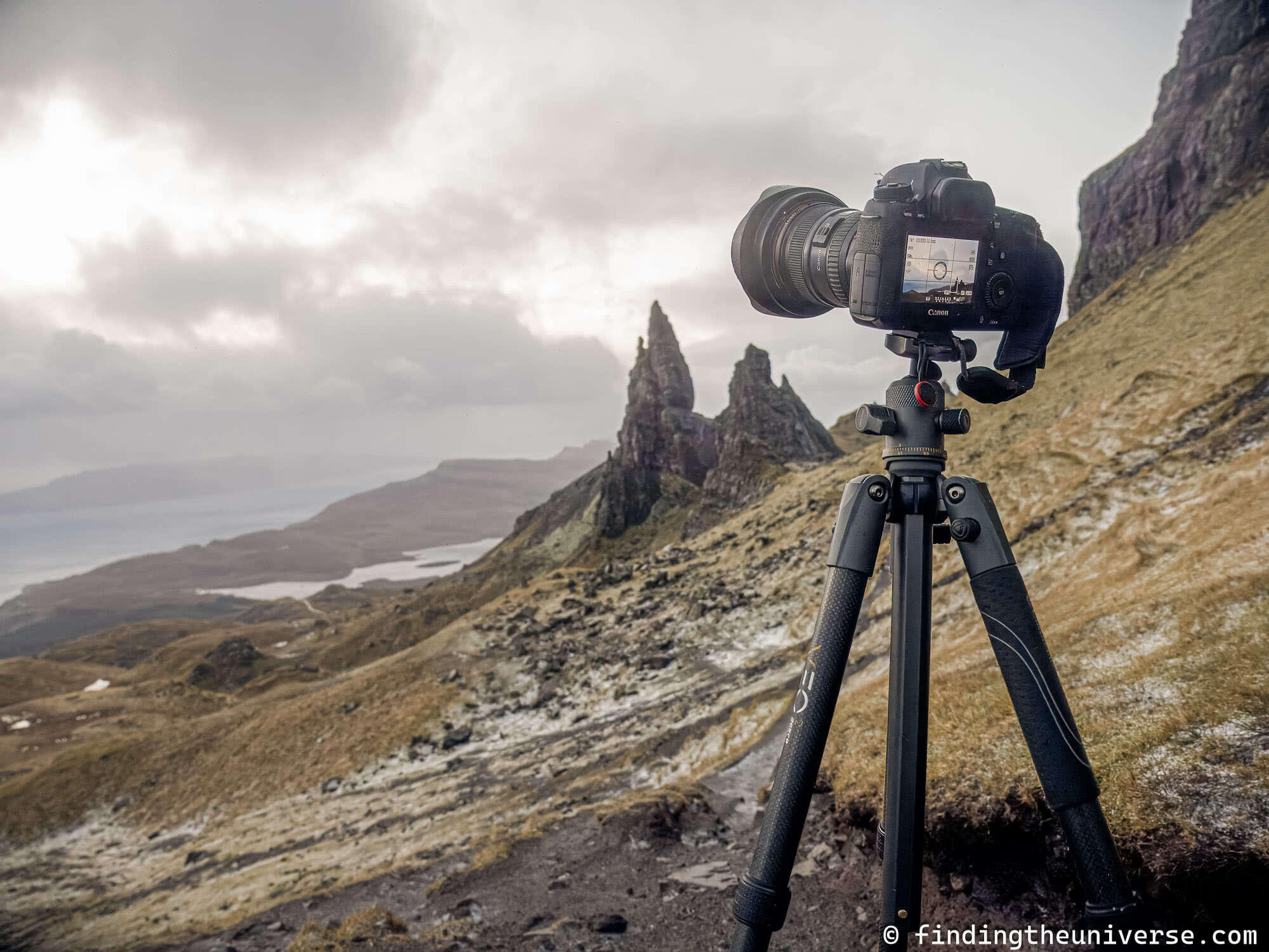 Peak Design strap at Old Man of Storr on Isle of Skye