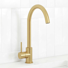 Clovelly Brushed Gold PVD Gooseneck Kitchen Sink Mixer