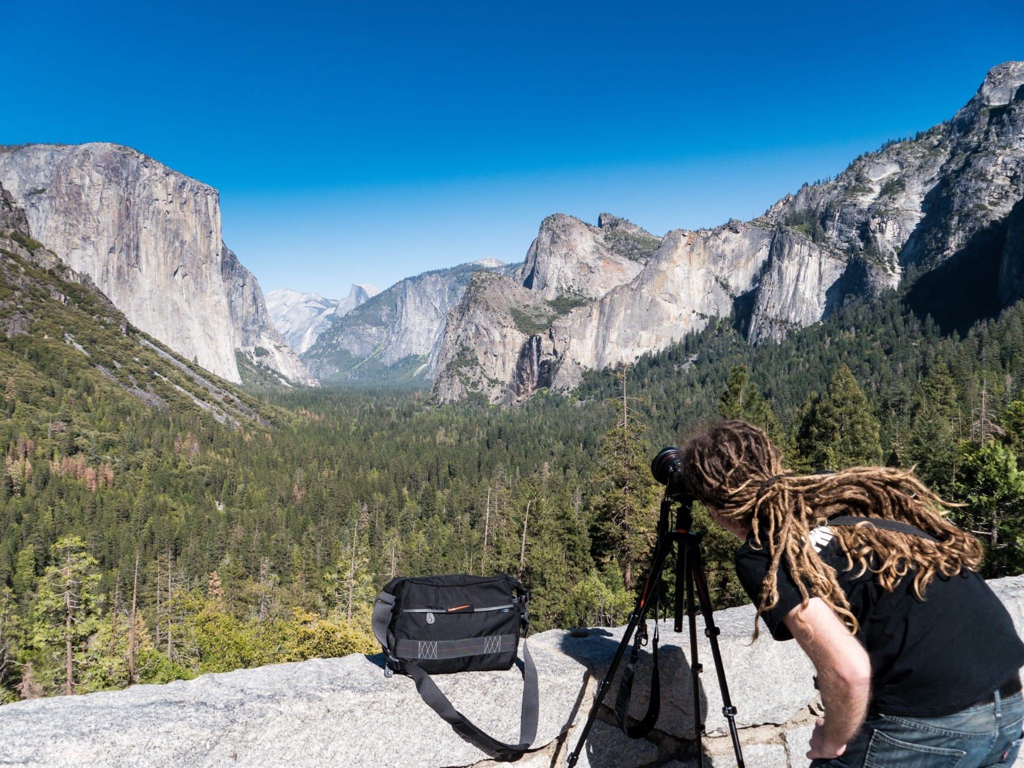 Laurence shooting Yosemite valley with tripod