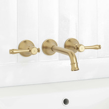 Stanwell Brushed Gold Lever Bath/Basin Wall Tap Set