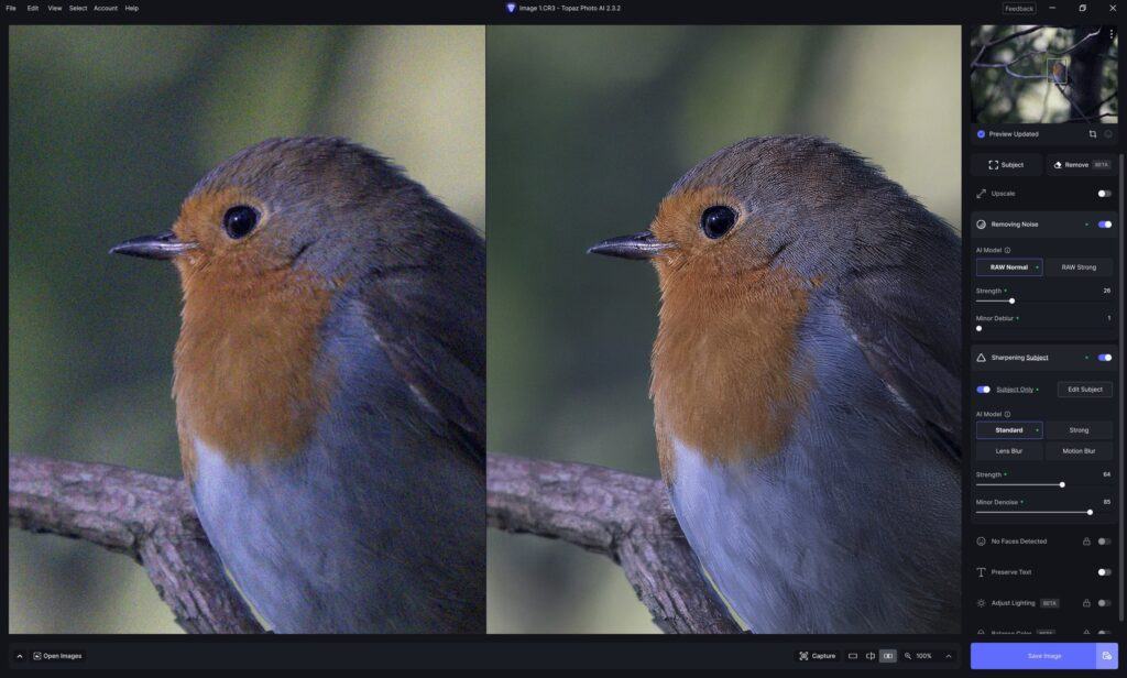 Topaz Photo interface